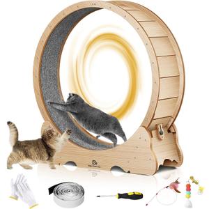 Cat Wheel, 45" XL Large Cat Exercise Running Wheel, Treadmill for Indoor cats (wood)
