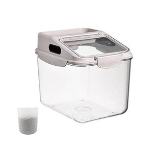 Fhiny 5.5LB Dog Food Storage Container, Airtight Pet Treat Bin Translucent Dry Food Grain Storage Barrels Sealed Bucket Moisture-Proof Plastic Cat Puppy Food Bin with Seal Locking Lid Keep Fresh