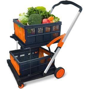 Two Layers Folding Shopping Cart | Multi Use Functional Collapsible Carts | Collapsible Grocery Carts | Shopping Cart with Storage Crate | Utility Cart for Groceries, Warehouse,Supermarket.Orange Two Layers Folding Shopping Cart | Multi Use Functional Collapsible Carts | Collapsible Grocery Carts | Shopping Cart with Storage Crate | Utility Cart for Groceries, Warehouse,Supermarket.Orange