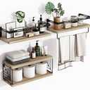 Fixwal 3+1 Bathroom Shelves Over Toilet, Floating Shelves Wall Mounted with Metal Frame and Towel Bar for Bathroom, Kitchen, Bedroom, Living Room (Rustic Brown)