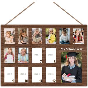 School Picture Frame Pre-K To 12, Pre K to Graduation School Photo Frame, Wooden Graduations Gifts for Students Teachers Parents -02