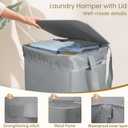 Foldable Laundry Hamper with Lid & Laundry Bag with Drawstring,Portable Laundry Basket with Easy Carry Handles,Clothes Hamper Space Saving Organizer for Bathroom,Bedroom,College Dorm,RV,Grey