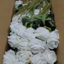 60 Pcs Artificial Roses Bulk Velvet Silk White Roses White Roses for Wedding Centerpieces Bridal Bouquet Mohter's Day Valentine's Day Home Decor (60, White)