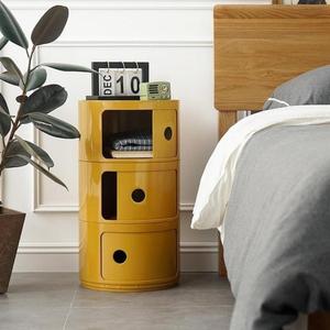 COZYMATIC 3 Tier Round Nightstand with Storage, Modern Style Side Table, Small Cupboard Cabinet with 3 Drawers for Living Room, Bedroom, Bathroom, Narrow Space, Yellow, Pink (Yellow)