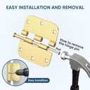 TICONN 48-Pack 3.5 Inch Door Hinges with 5/8" Radius Corner, 3-1/2 x 3-1/2 Inch Iron Bifold Residential Doors Hardware (5/8" Radius Corner, Polished Brass, 48 Pack)