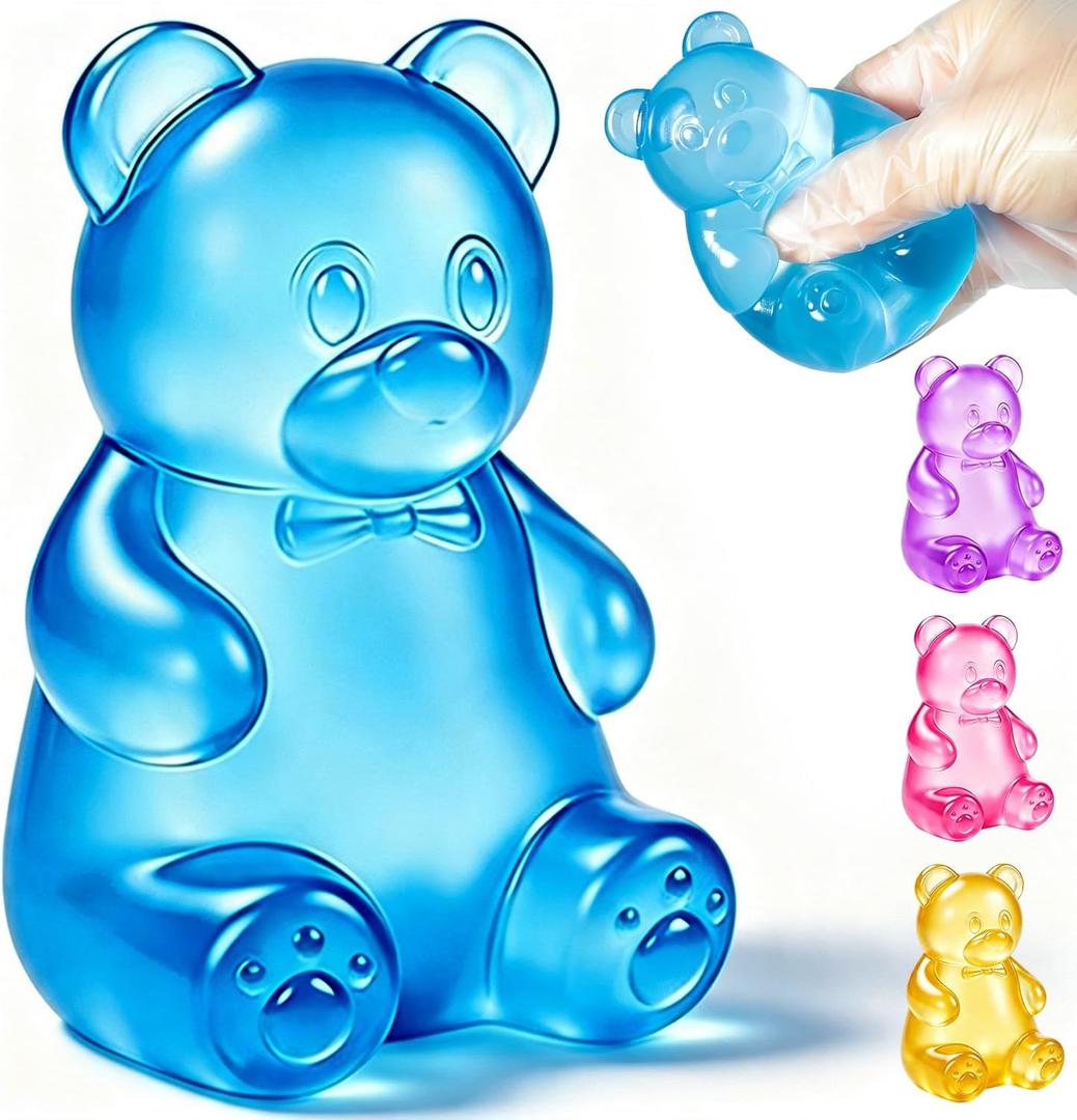 2 x Bear Squishy Toy, Slow Rising Stress Relief Sugar Squeeze Toys for Kids & Adults, High Density Sensory Stress Balls, Stocking Stuffers, Birthday Party Favors, Anxiety Relief Toys for Boys Girls (Blue)