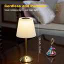 Cordless Table Lamp, 3000mAh Rechargeable Battery Operated Touch Light, Portable 3-Color Dimmable Vintage Ambient Light Beige Fabric Shade for Dining Table/Bedroom/Kitchen/Bar/Bathroom/Entryway/Gift