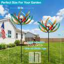 83" Large Solar Wind Spinner Outdoor Metal - Kinetic Tulip Flower Sculpture with Multi-Color Changing LED Crackle Glass Ball - Waterproof Garden Stake Art for Patio, Lawn, and Yard Decoration