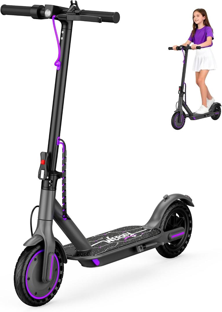Electric Scooter for Kids Aged 6-10, 350W Motor, 19 Mph Speed & 15 Miles Range, 8.5" Solid Tires, Lightweight Foldable Scooter with Dual Braking System, Max Load 265LBS