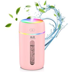 ZPP Humidifier for Bedroom Portable Mini Humidifier with 7-color Lights for Car,Home,Office,Travel with Night Light, Auto Shut-Off (320ml)