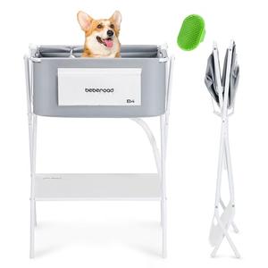 BEBEROAD PETS B4 Dog Bathtub Dog Washing Station with Scrubber for Small Medium Dogs Cats, Foldable Dog Tub for Bathing and Grooming, Portable Collapsible Dog Shower Tub, Indoor and Outdoor