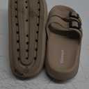 Weweya Sandals for Women and Men - Pillow Slippers - Double Buckle Adjustable Slides - EVA Flat Sandals (9.5-10.5 Women/8.5-9.5 Men, Khaki)