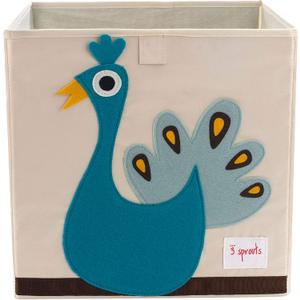 3 Sprouts Toy Storage Organizer: Toy Box Cube Organizer for Playroom, Nursery - Foldable Storage Bin - Peacock , 13" X 13" X 13"