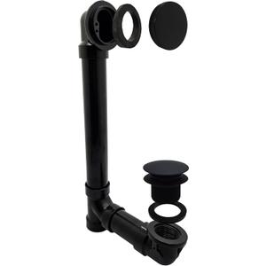 Westbrass 493144H-62 12" & 4" Bath Waste & Overflow Assembly with Tip-Toe Drain Plug and Illusionary Faceplate-SCH. 40 ABS Pipe, 1-Pack, Matte Black