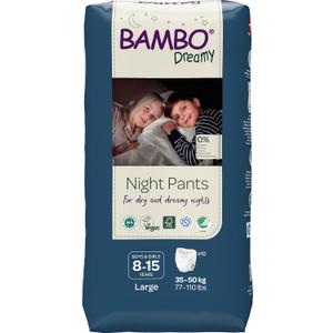 Bambo Nature Premium Dreamy Night Pants, Pull Up Pants, Eco-Labeled Night Time Diapers, Secure, Comfortable, Skin Friendly : Children Aged 8-15 Years, 10 Count (Large)