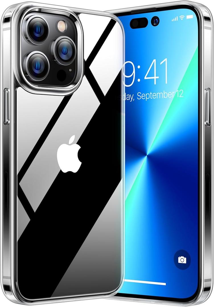 TORRAS Shockproof for iPhone 15 Pro Case 6.1", 12FT Military Grade Drop Tested, Anti-Fingerprint Anti-Scratch Semi-Clear Back with Silicone Slim Thin Protective Phone Case for iPhone 15 Pro, Clear
