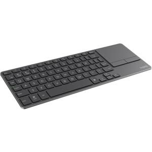 Rapoo Portable Wireless Keyboard with Touchpad, Multi-Device HTPC Keyboard for PC-Connected TV/Tablet/Steam Deck/Gaming Console/Raspberry Pi/Mini PC - Support Touch Gestures for Windows & Mac, Black