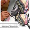 DRLWGTY Framed Wall Art, African Style Elegant Woman Canvas with Handmade Crystals and Gemstones, Large Modern Artwork Ready to Hang for Bedroom Living Room Decor, 36"L x 24"W