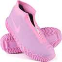 Shiwely Waterproof Shoe Covers, Silicone Reusable Shoe Cover Non-slip Durable Zipper Elastic Rain Cover Protection for Men Women (M (Women 5-7, Men 5-6), Pink)