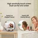 Frameo Digital Mirror Picture Frame, Touch Screen Smart WiFi Round Photo Frame Electronic, 32GB Storage, Wall-Mounted/Tabletop, Share Photos and Video with App
