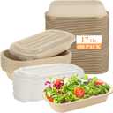 CYEAH 100 Pack Paper Bowls with Lids, 17 oz Meal Prep Containers Disposable, Kraft Paper Salad Bowl with Lid, Oil-Proof Soup Containers, Deli Food Containers Bowls for Salad Pasta, Burrito, Leftovers