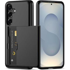 Nvollnoe for Samsung S25 Plus Case with Card Holder Dual Layer Heavy Duty Protective Case Hidden Card Slot Slim Wallet Cover for Samsung S25 Plus 6.7''(Black)