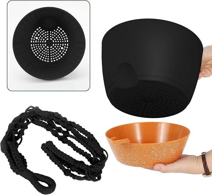 GARDIFE 10 Inch Hanging Planters with Macrame Plant Hanger for Indoor and Outdoor Plants, 1 Pack Large Self Watering Hanging Plant Pot with Basket Flower Pot with Drainage Hole, Black GARDIFE 10 Inch Hanging Planters with Macrame Plant Hanger for Indoor and Outdoor Plants, 1 Pack Large Self Watering Hanging Plant Pot with Basket Flower Pot with Drainage Hole, Black