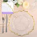 24 Pcs Clear Charger Plates Bulk, 13" Reef Plate Chargers for Dinner, Plastic Floral Decorative Plates for Table Setting, Wedding, Party, Event, Decoration