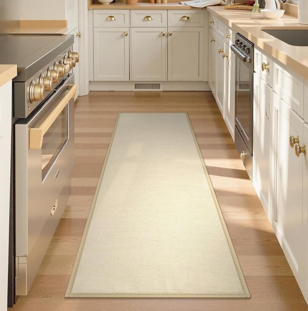 OJIA Easy Jute Runner Rug 2x6 Kitchen Rugs Non-Slip Washable Rug for Hallway, Neutral Farmhouse Indoor Outdoor Carpet Runner for Porch Laundry Entryway Door Mats Indoor, Natural/Beige (1'11" x 5'11" (Rectangular))