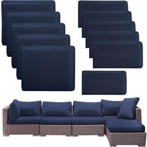 11 Pcs Outdoor Patio Cushion Covers Replacement, Couch Cushions Covers with Zippers, Waterproof Patio Furniture Cushion Slipcovers for Couches,Outdoor Patio Furniture (Navy Blue, Cover Only)