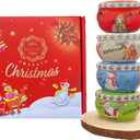 Christmas Scented Candles Gift Set, Holiday Aromatherapy Candles, 4 Decorative Jars in Green, Blue, White with Festive Box, Perfect for Home, Christmas, Thanksgiving (Christmas, 4)