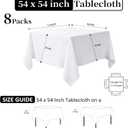 8 Pack White Table Cloth 54 x 54 Inch Square Tablecloth, Wrinkle Resistant White Tablecloth Washable Polyester Fabric for Party Wedding Banquet