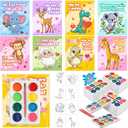 Saypacck 24 Packs Watercolor Valentines Set Valentines Day Gifts Watercolor Paint Sets with Animal Cards for Prize Award Exchanges Gift Art Party Supplies
