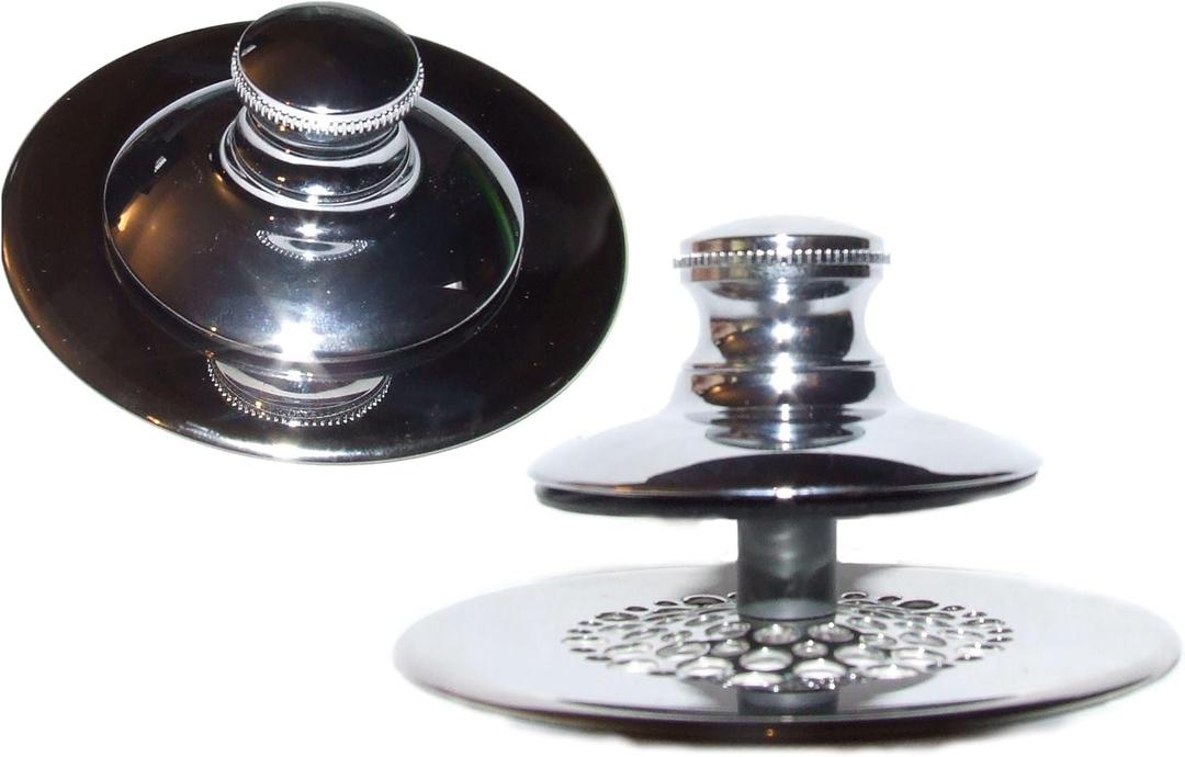 48750-PP-CP-G Push Pull Retrofit Bathtub Stopper with Grid Strainer, Chrome-Plated