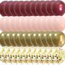 Pink Burgundy Gold Balloons Metallic Red Gold Balloons for Wedding Bridal Baby Shower Graduation Birthday Anniversary Party Decorations 50packs (Pink + Maroon)