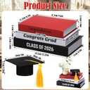 Yookeer 4 Pcs Graduation Table Centerpieces Decorative Book Set with Graduation Cap Stacked Farmhouse Style Books Printed Congratulations Grad Class of 2026" for Shelves Desk Home Decor(Red,Classic)