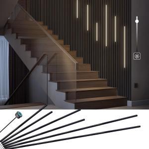HAMRVL Black LED Recessed Lighting Kit, 6 PCS DC12V Natural White 4000k Wall Panel Lights with Smart Switch, Self-Adhesive, Dimmable LED Lights for Wood Wall Panels, Headboard, Under Cabinet Lighting, 42in＋26in＋18in/6-Pack
