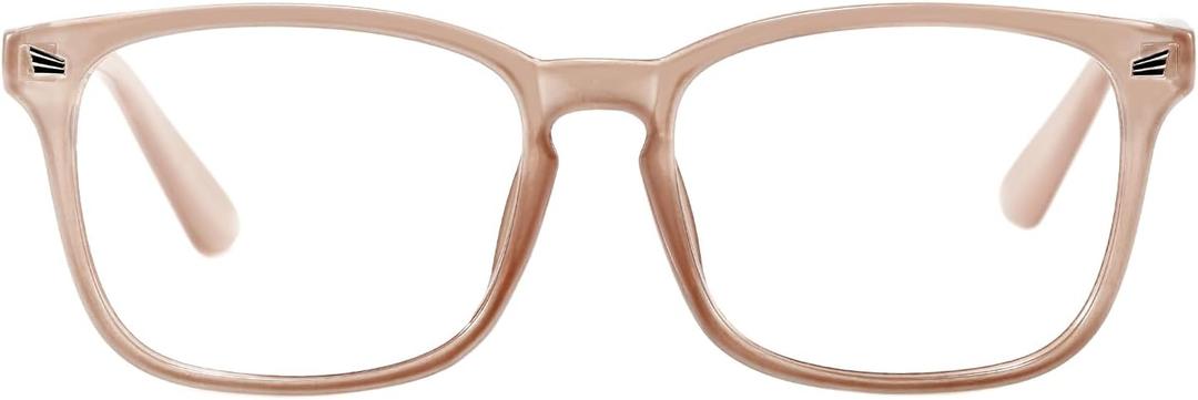 TIJN Blue Light Blocking Glasses for Women Men Square Frame Nerd Eyeglasses Anti Blue Ray Computer Screen Glasses (Dusty Petal)