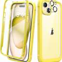Diaclara Designed for iPhone 15 Case, Full Body Rugged Case with Built-in Touch Sensitive Anti-Scratch Screen Protector, with Camera Lens Protector(Lemon Yellow)