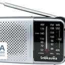 Portable AM FM Transistor Radio Battery Operated, NOAA Weather Radio with Loud Speaker, Headphone Jack, 2 AA Batteries, Excellent Reception, for Everyday Carry Essential, Travel, Storms