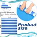 Drydiet Pool Step Mat Above Ground Ladder Mat, Swimming Protective Nonslip Step Pad with Texture, Pool Essentials Accessories for Floor Liners and Stairs, Blue and White Stripes(36 x 36 Inch)