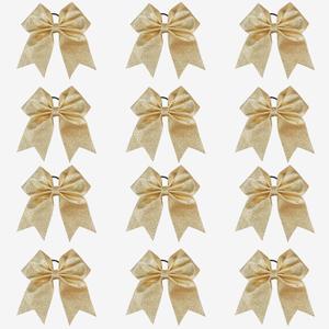 DEEKA 12 PCS 7" Large Glitter Cheer Bows Shiny Cheer Hair Bows Ponytail Holder Handmade for Cheerleader Girls Softball Sports -Gold