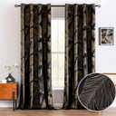 MIULEE Black Velvet Blackout Curtains 84 Inches Long 2 Panels Set, Gold Leaf Patterned Printed Curtains for Bedroom Living Room Soft Room Darkening Thermal Insulated Grommet Luxury Window Drapes