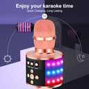 BONAOK Karaoke Microphone for Kids & Adults - Bluetooth Microphones Singing Mic with Disco Lights, Echo Effect, Built-in Speaker Portable Karaoke Player for Party Travel Gifts Q78(Rose Gold)