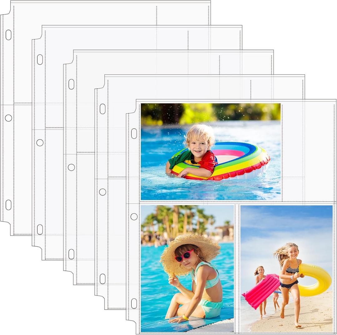 MaxGear 60 Pack 4 x 6 Photo Sleeves for 3 Ring Binder, Heavy-Duty Archival Photo Page Protectors Holds 360 Pictures, 3-Pocket Clear Picture Album Refill Pages