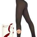 iceROSE Fleece Lined Tights Women - Sheer Black Thermal Leggings Thick Warm Pantyhose Fake Translucent Dress for Cold Winter,M