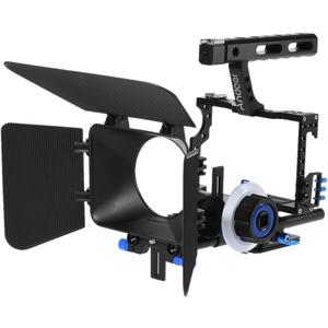 Andoer Camera Cage Kit C500 Aluminum Alloy Camera Camcorder Video Cage Rig Kit Film Making System with 15mm Rod Matte Box Follow Focus Handle Grip for Panasonic GH4 for Sony A7S/A7/A7R/A7RII/A7SII