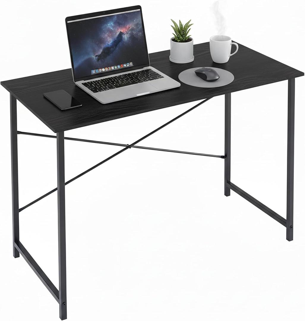 40 Inch Computer Desk, Writing Desk for Home Office Bedroom Study Room | 265 lb Capacity, Reinforced X-Frame, Waterproof MDF Top, Scratch-Resistant Surface, Easy Assembly, Black