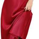 Vlazom Women's Satin Nightgowns Sexy Lingerie Long Nightgowns Satin Silk Negligee V Neck Lace Chemise Sleepwear S-XXL (Medium, Wine Red)