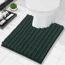 Arotive Luxury Chenille Toilet Rugs U-Shaped, Extra Soft Thick Absorbent Bathroom Mat, Non-Slip Shaggy Plush Contour Rugs, Machine Wash Dry Bath Mat for Toilet Base, 24x24, Dark Green